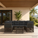 vidaXL Tuinbank Set 7 st Zwart poly rattan