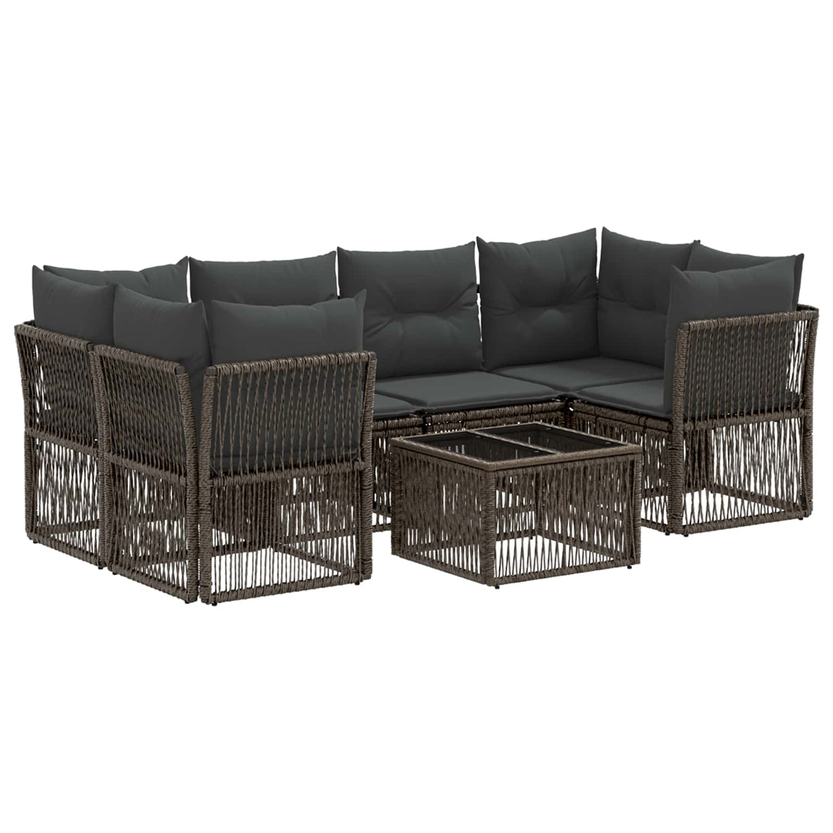 vidaXL Tuinbank Set 7 st Zwart poly rattan