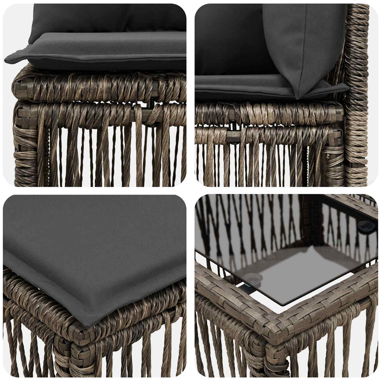 vidaXL Tuinbank Set 7 st Zwart poly rattan