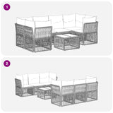 vidaXL Tuinbank Set 7 st Zwart poly rattan
