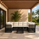 vidaXL Garden Sofa Set 8 pcs Black poly rattan