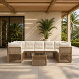 vidaXL Garden Sofa Set 8 pcs Black poly rattan