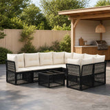 vidaXL Tuinbank Set 9 st Zwart poly rattan