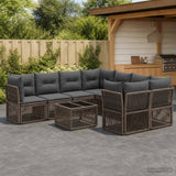 vidaXL Tuinbank Set 9 st Zwart poly rattan