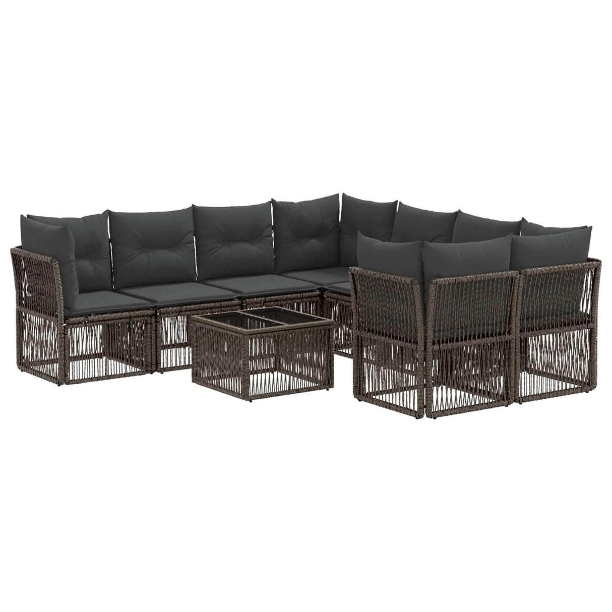 vidaXL Tuinbank Set 9 st Zwart poly rattan