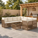 vidaXL Tuinbank Set 9 st Zwart poly rattan