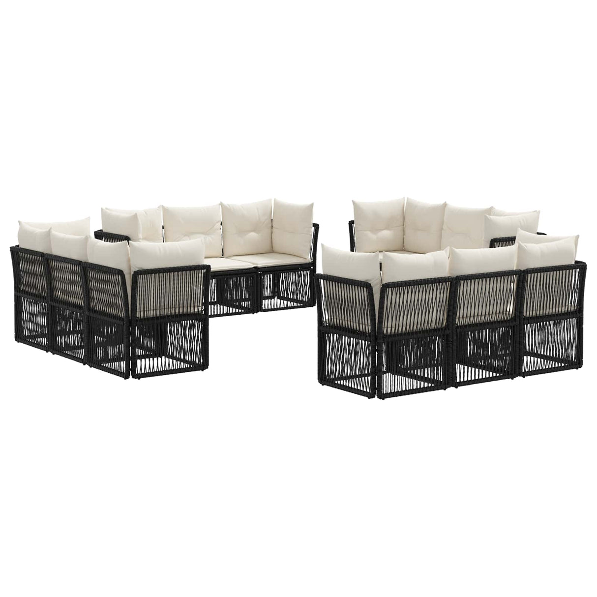 vidaXL Tuinbank Set 13 pcs Zwart poly rattan