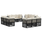 vidaXL Tuinbank Set 13 pcs Zwart poly rattan