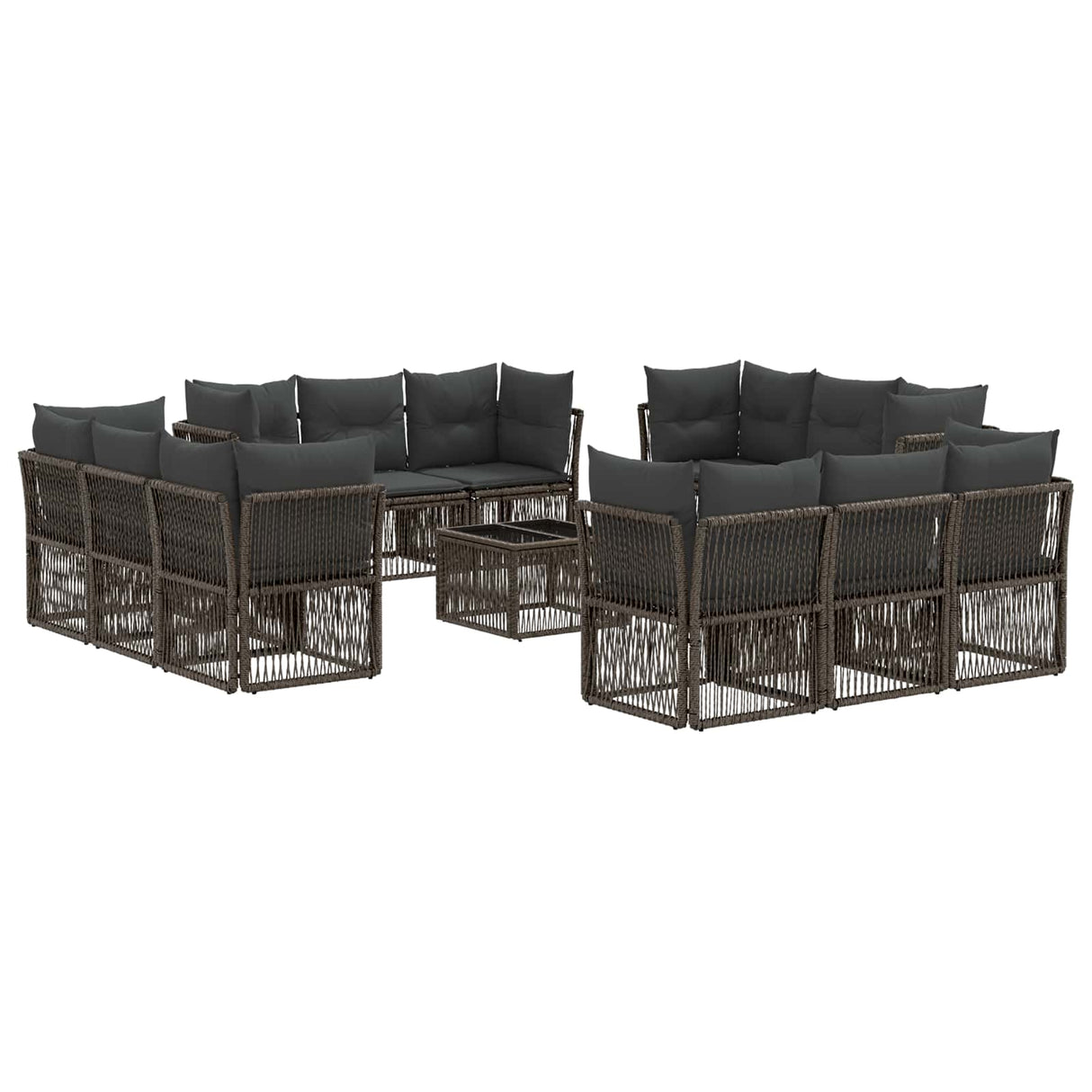 vidaXL Tuinbank Set 13 pcs Zwart poly rattan