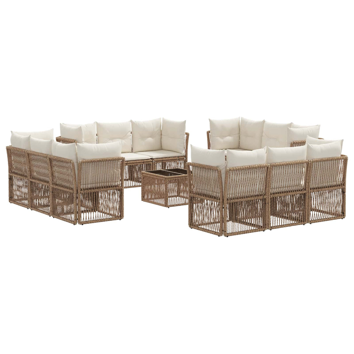 vidaXL Tuinbank Set 13 pcs Zwart poly rattan
