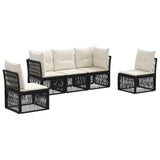 vidaXL Tuinbank Set 6 pcs Zwart poly rattan