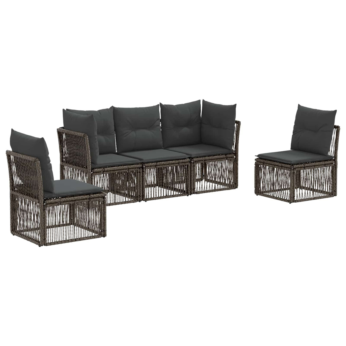 vidaXL Tuinbank Set 6 pcs Zwart poly rattan