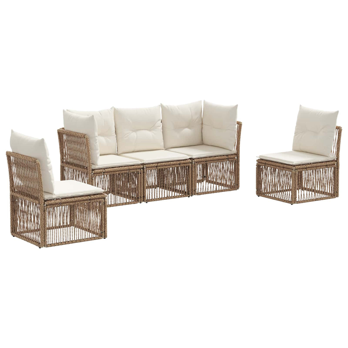 vidaXL Tuinbank Set 6 pcs Zwart poly rattan