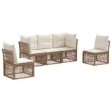 vidaXL Tuinbank Set 6 pcs Zwart poly rattan