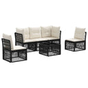 vidaXL Tuinbank Set 6 pcs Zwart poly rattan