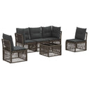 vidaXL Tuinbank Set 6 pcs Zwart poly rattan