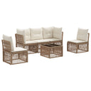vidaXL Tuinbank Set 6 pcs Zwart poly rattan