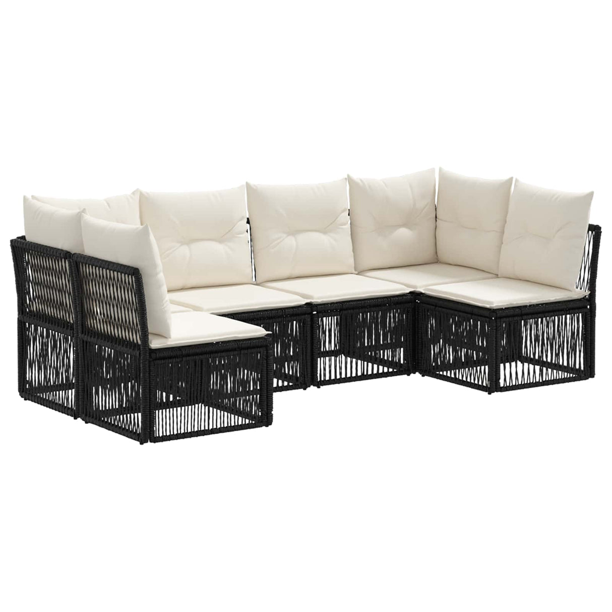 vidaXL Garden Sofa Set 7 Pieces Black Poly Rattan
