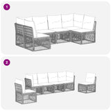 vidaXL Garden Sofa Set 7 Pieces Black Poly Rattan