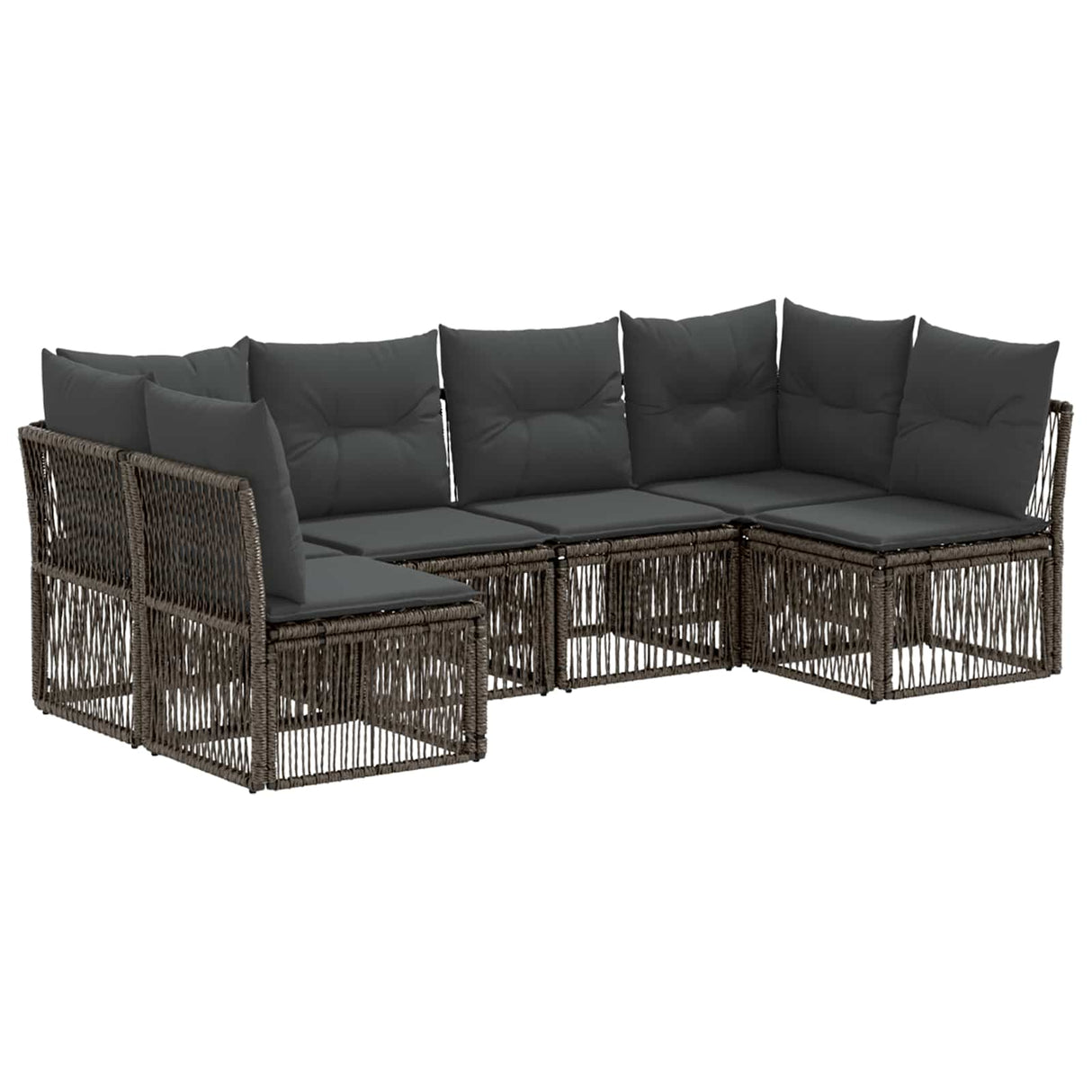 vidaXL Garden Sofa Set 7 Pieces Black Poly Rattan
