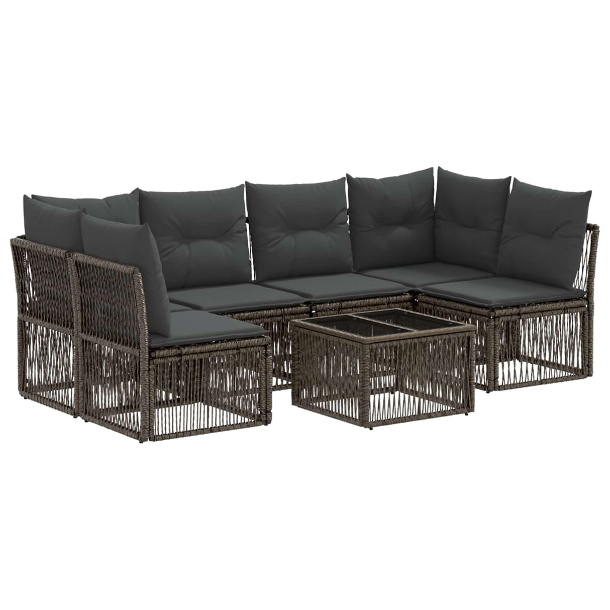 vidaXL Garden Sofa Set 7 Pieces Black Poly Rattan
