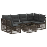 vidaXL Garden Sofa Set 7 Pieces Black Poly Rattan