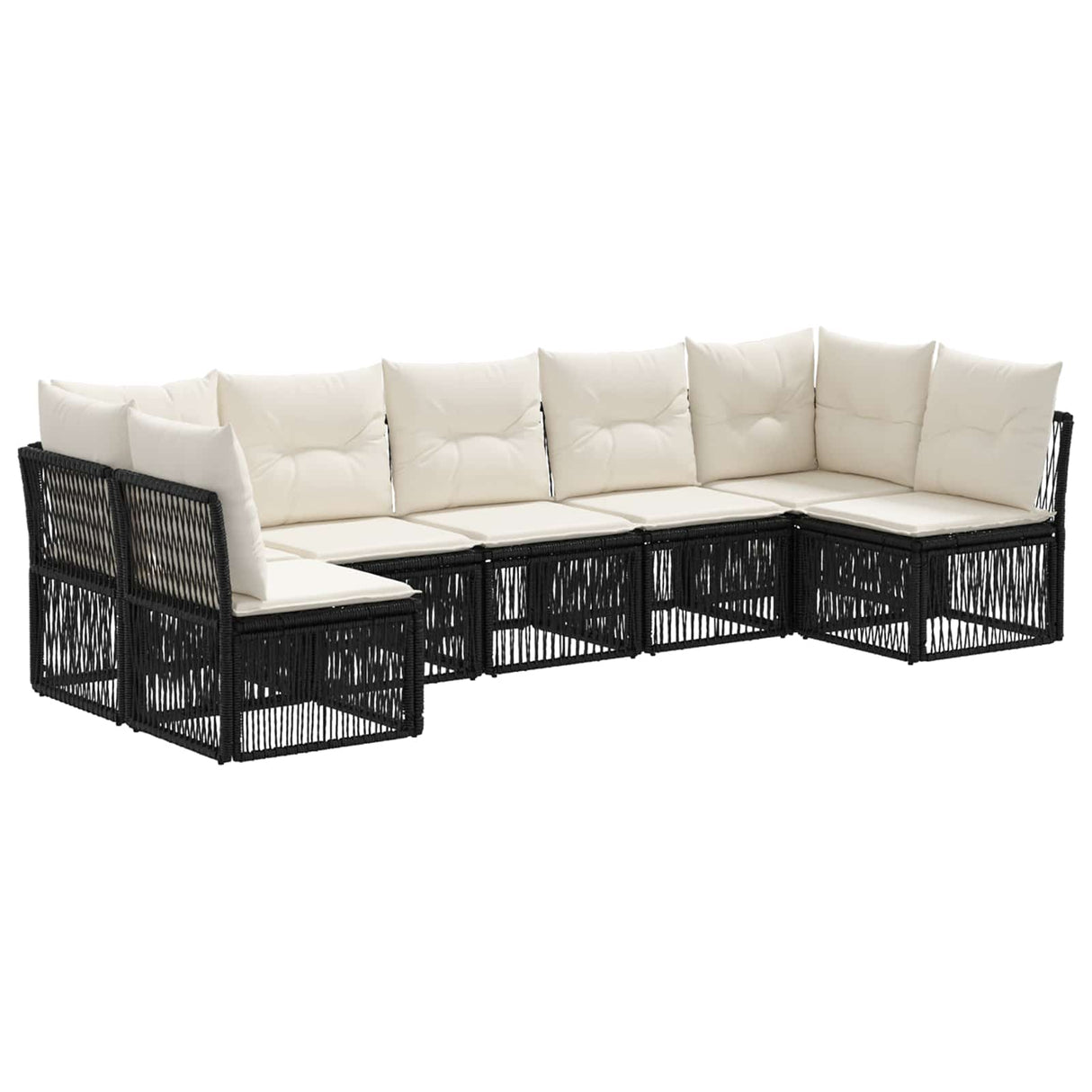 vidaXL Tuinbank Set 8 pcs Zwart poly rattan