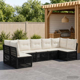 vidaXL Tuinbank Set 8 pcs Zwart poly rattan