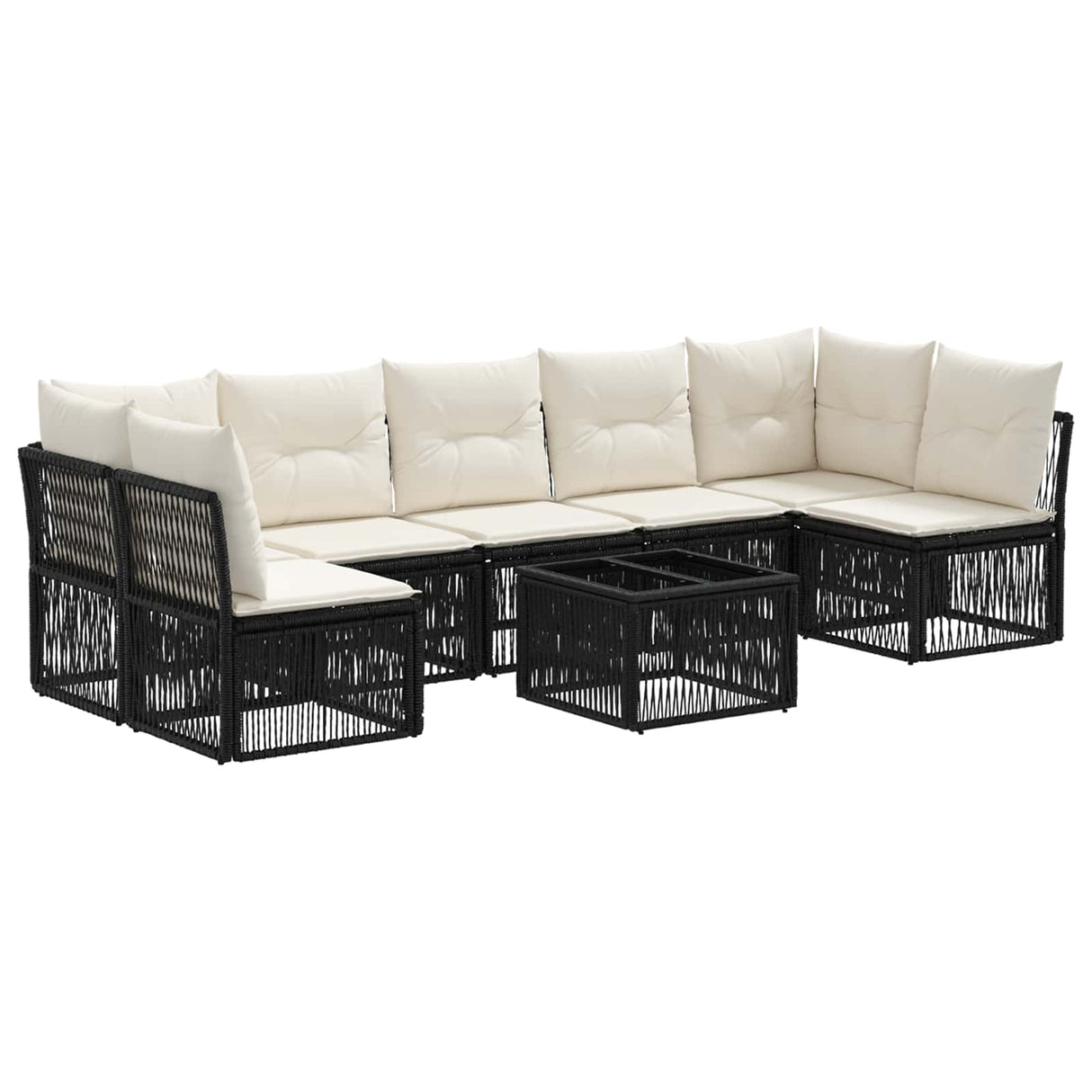 vidaXL Tuinbank Set 8 pcs Zwart poly rattan