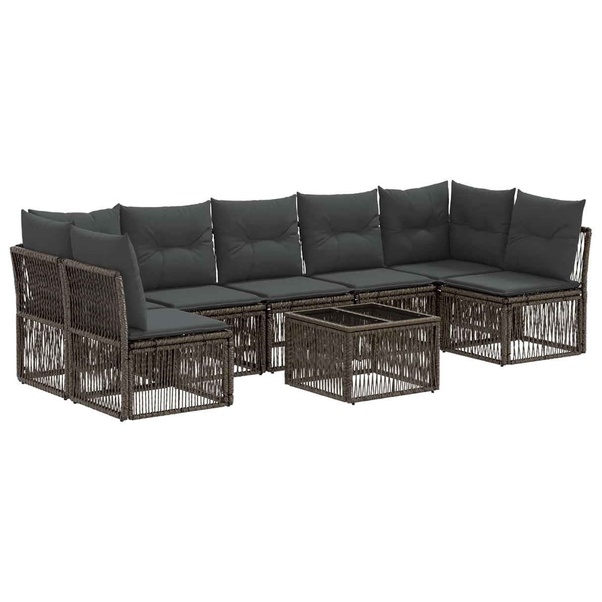 vidaXL Tuinbank Set 8 pcs Zwart poly rattan