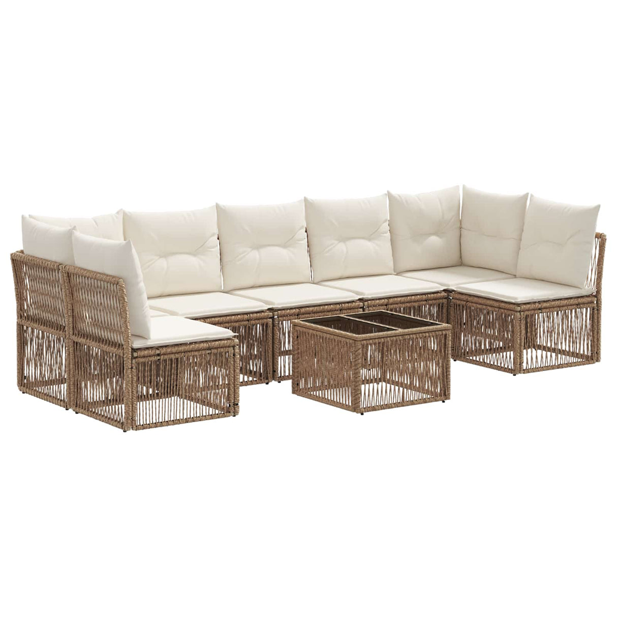 vidaXL Tuinbank Set 8 pcs Zwart poly rattan