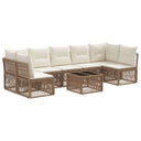 vidaXL Tuinbank Set 8 pcs Zwart poly rattan