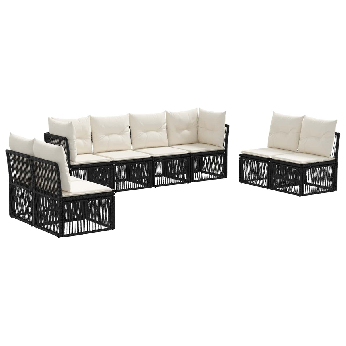 vidaXL Garden Bench Set 9 pcs Black poly rattan