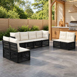 vidaXL Garden Bench Set 9 pcs Black poly rattan