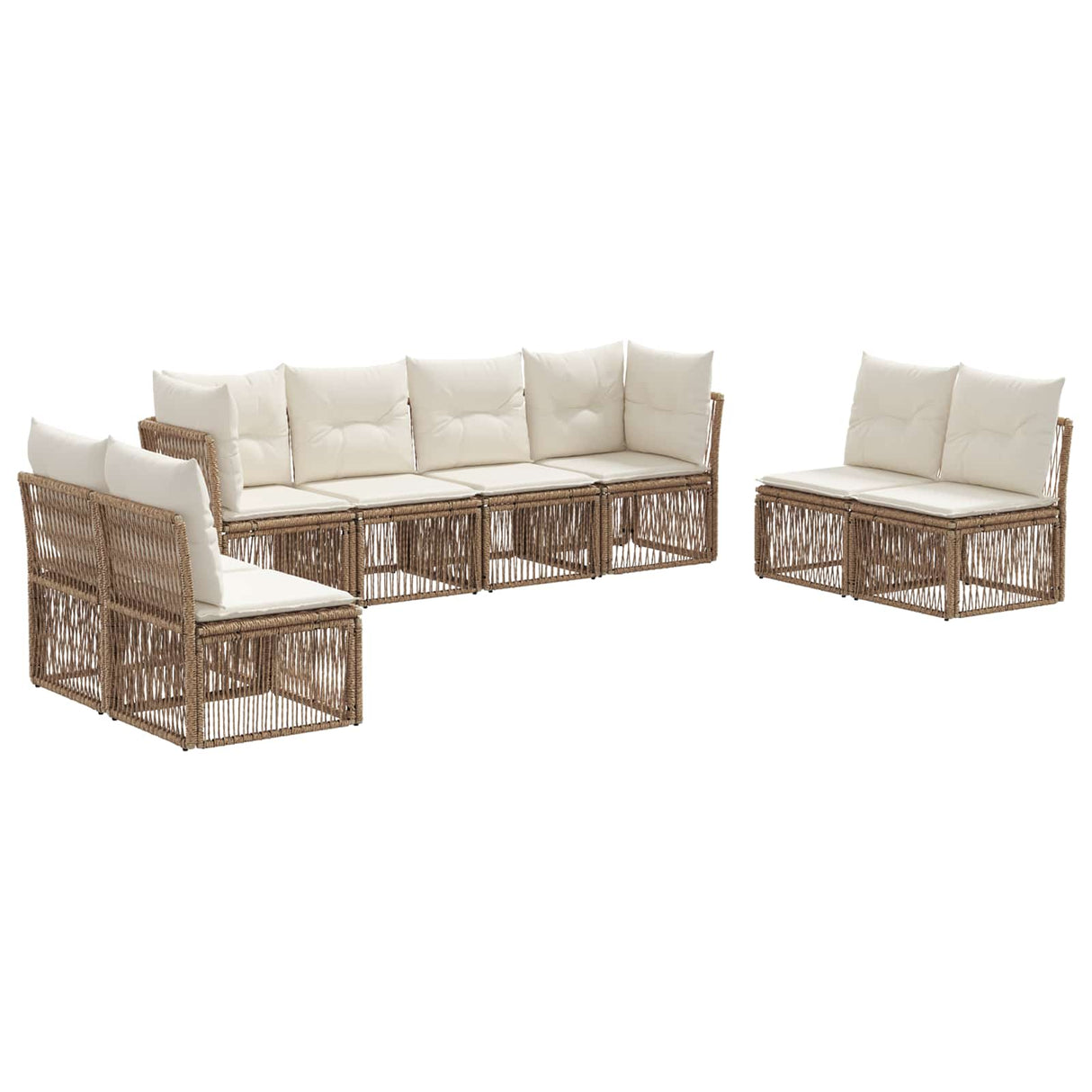 vidaXL Garden Bench Set 9 pcs Black poly rattan