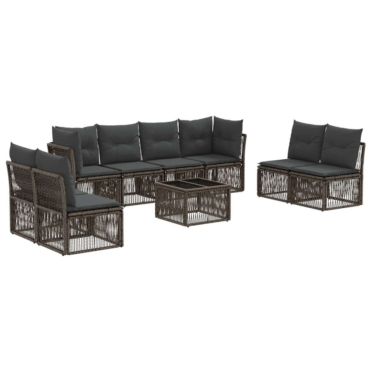 vidaXL Garden Bench Set 9 pcs Black poly rattan