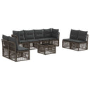 vidaXL Garden Bench Set 9 pcs Black poly rattan