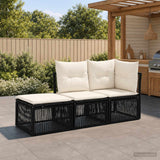 vidaXL Tuinbank Set 3 st 3-Aantal zitplaatsen Zwart poly rattan