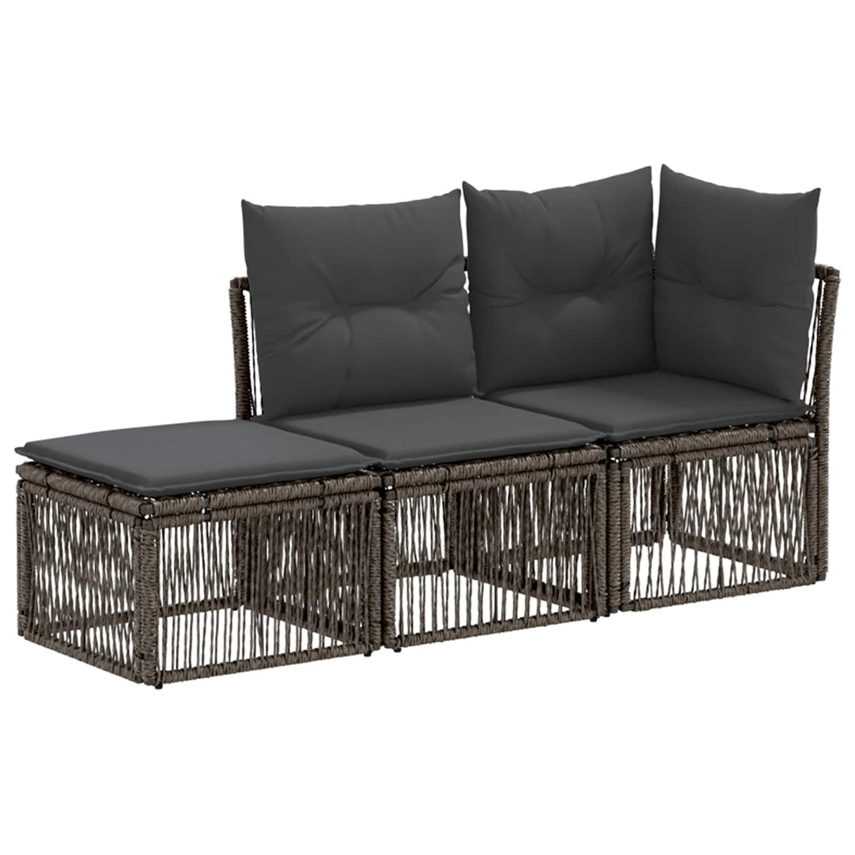 vidaXL Tuinbank Set 3 st 3-Aantal zitplaatsen Zwart poly rattan