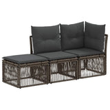 vidaXL Tuinbank Set 3 st 3-Aantal zitplaatsen Zwart poly rattan