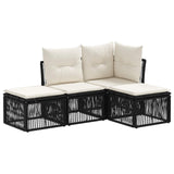 vidaXL Garden Lounge Set 5 Pieces Black Poly Rattan