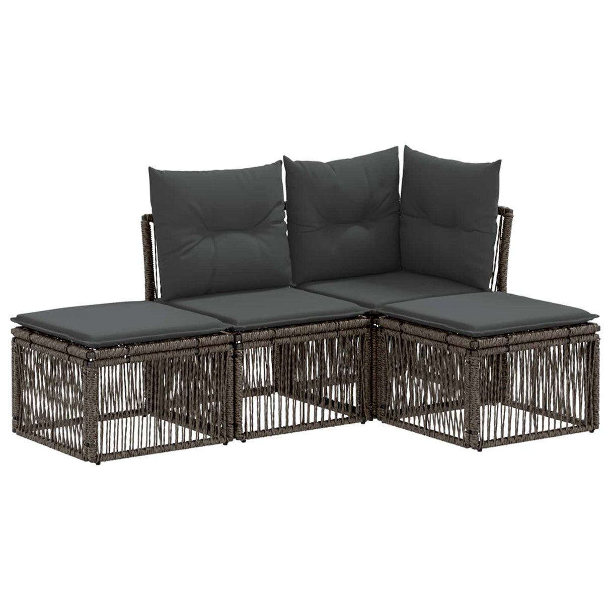 vidaXL Garden Lounge Set 5 Pieces Black Poly Rattan