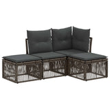 vidaXL Garden Lounge Set 5 Pieces Black Poly Rattan