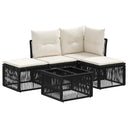 vidaXL Garden Lounge Set 5 Pieces Black Poly Rattan