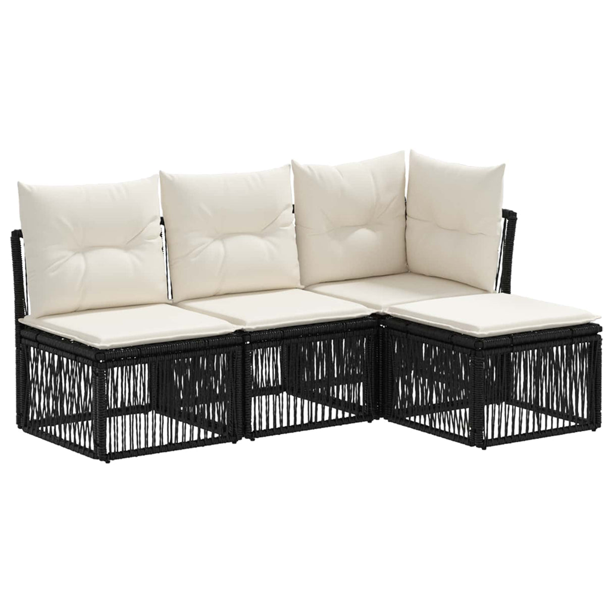 vidaXL Tuinbank Set 5 pcs Zwart poly rattan