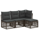 vidaXL Tuinbank Set 5 pcs Zwart poly rattan
