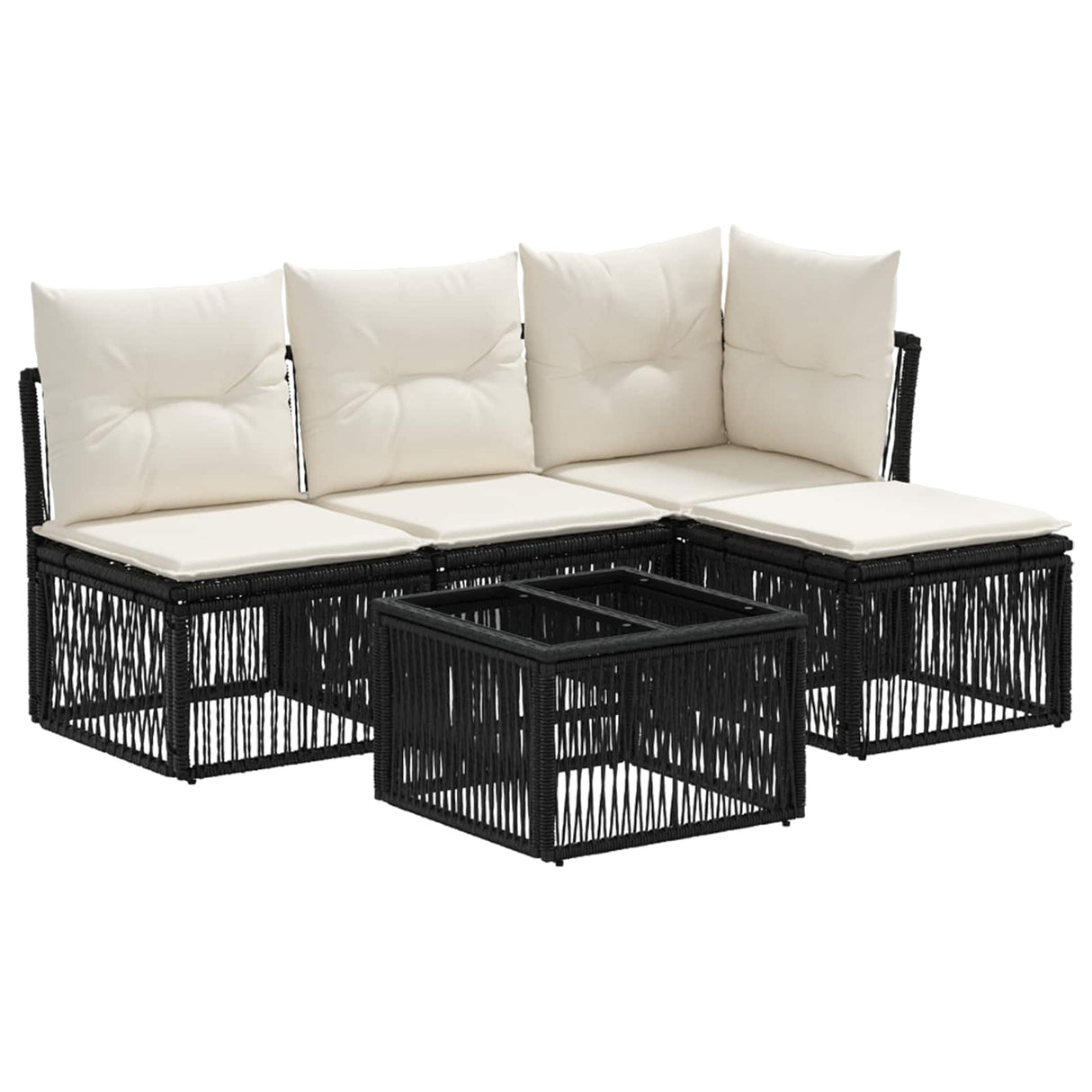 vidaXL Tuinbank Set 5 pcs Zwart poly rattan