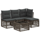 vidaXL Tuinbank Set 5 pcs Zwart poly rattan