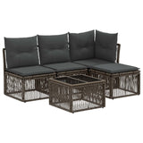vidaXL Tuinbank Set 5 pcs Zwart poly rattan