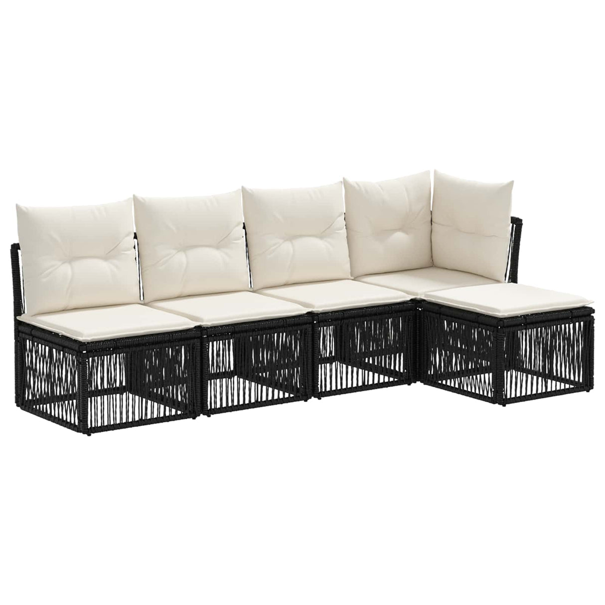 vidaXL Tuinbank Set 6 pcs Zwart poly rattan